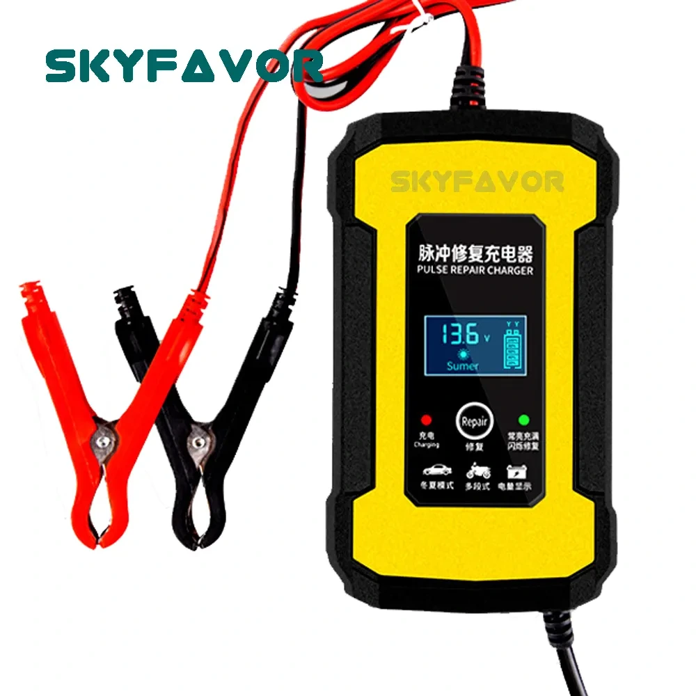 Cargador de batería inteligente automático de 12V, 6A, reparación de pulso rápido, cargador de batería de plomo y ácido para baterías de coche, motocicleta y camión 1