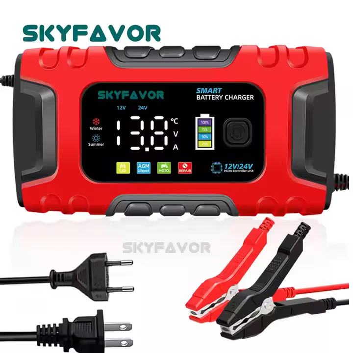 Inteligentna automatyczna ładowarka 24v 12v 12v 24v 10a lifepo4 bezobsługowa ładowarka do akumulatora kwasowo-ołowiowego o głębokim cyklu do moto samochodowego 1