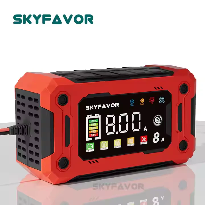 Multifunctionele 12V acculader 12V 8A voeding automatische snelle vrachtwagen auto acculader voor 4ah-100ah accu 1