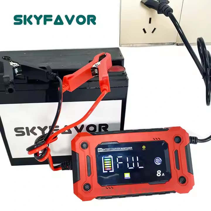 Trending producten 12V loodzuuracculader 12V 8A automatische slimme 12 volt lifepo4 loodzuurnieuwe auto-acculader 1
