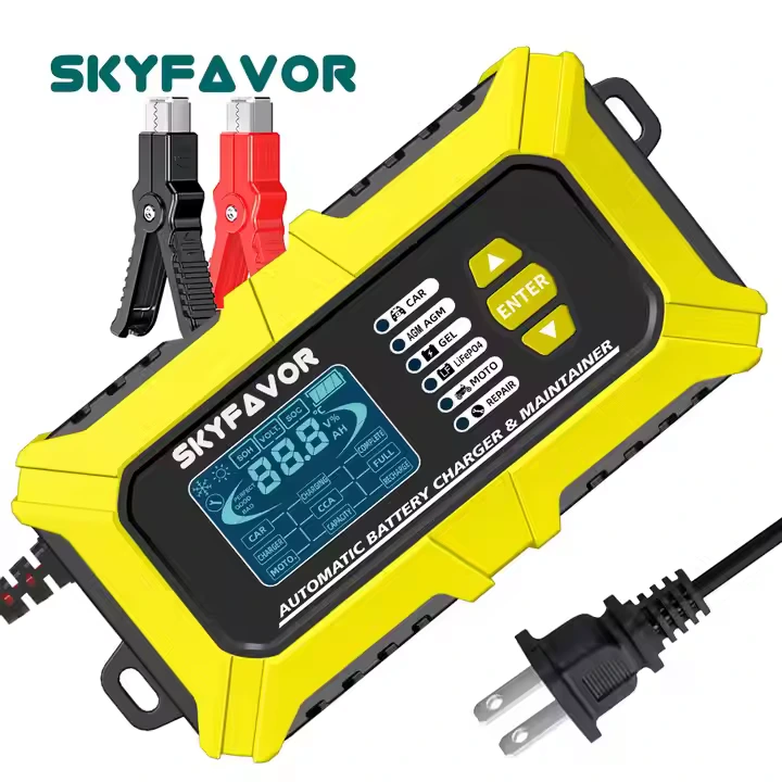Caricabatteria per auto moto 3 in uno & Analizzatore tester batteria & Riparazione impulsi Caricabatterie multifunzione intelligente 12v 6a 1