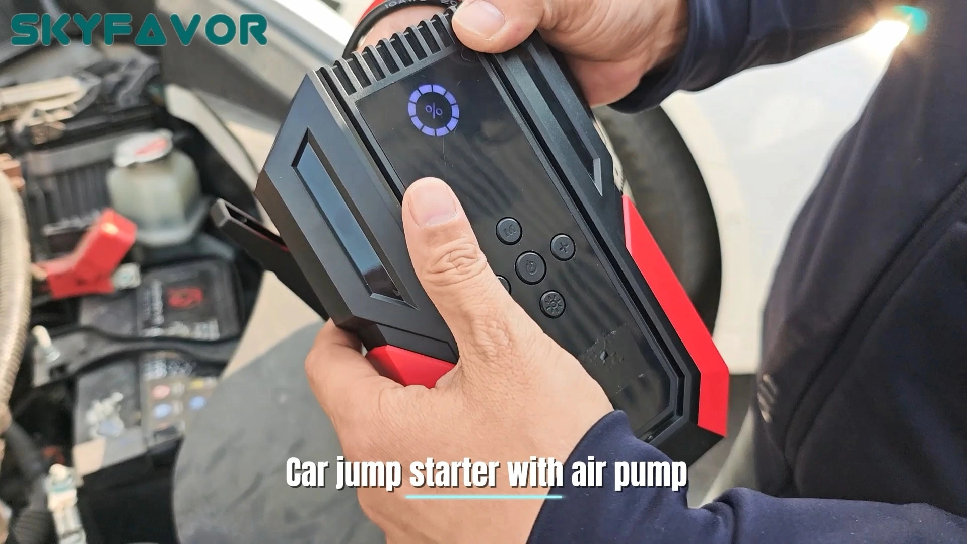 Trendprodukte Auto Jump Starter tragbarer Reifen -Inflator High Booster Car Battery Auto Powerbank Jump Starter mit Luftpumpe 1
