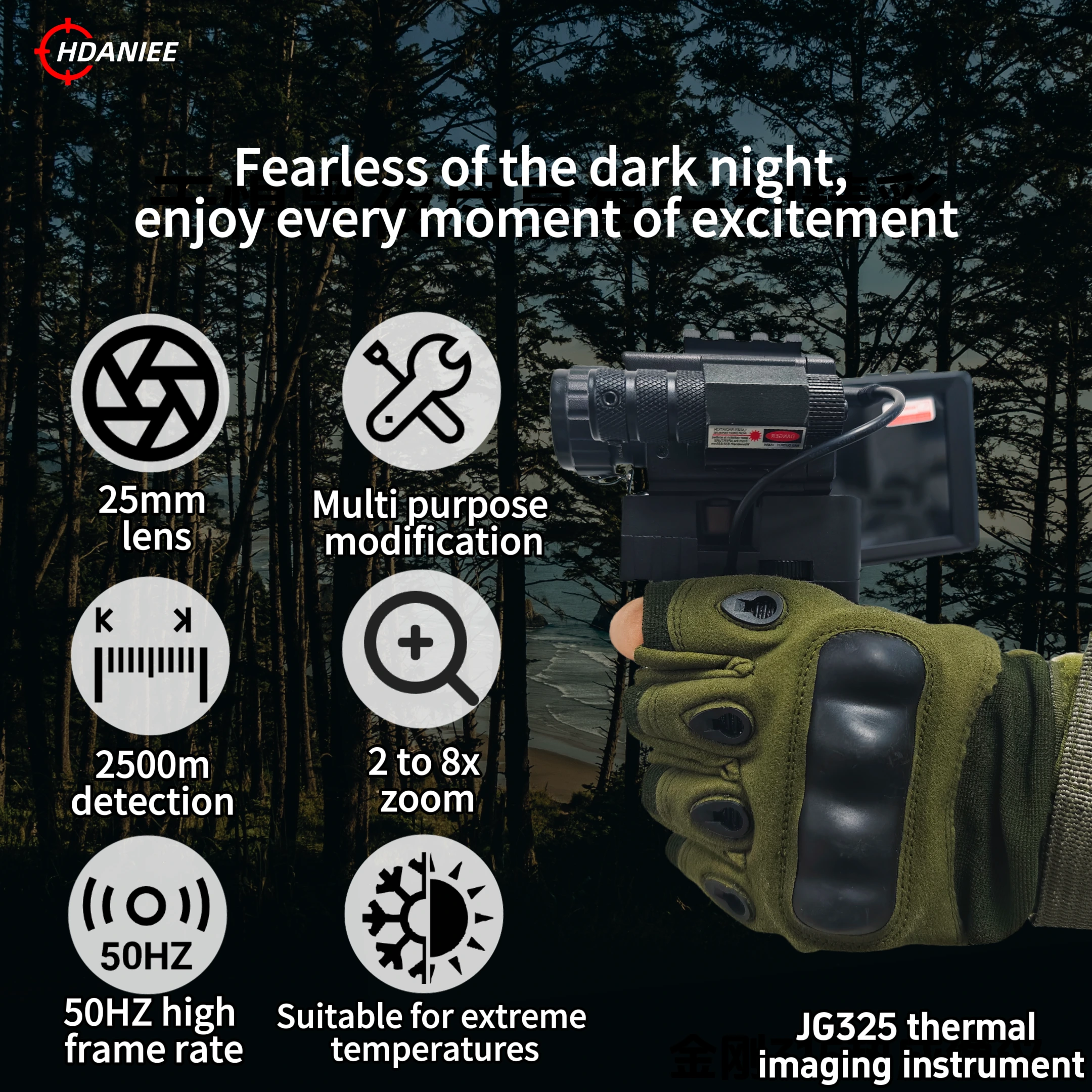 JG315：Hdaniee Thermal Imaging 384*288 Resolution with 15MM Lens and 4K Handheld Screen for Vigilance and Camping 1
