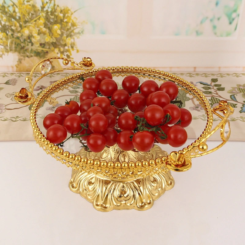 Plato de fruta de vidrio de aleación de estilo europeo ZZ1269 1