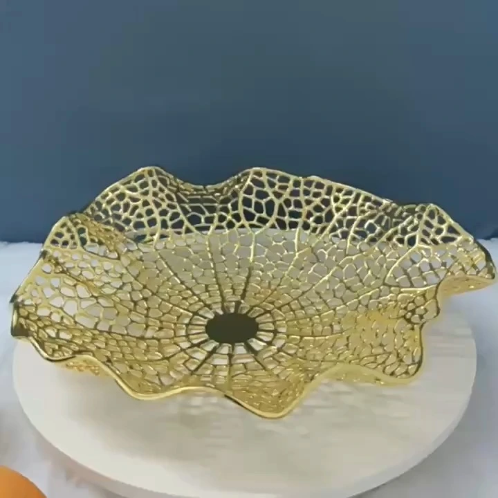 Hollow lotus fruit tray metal suitable for desktop storage and decoration 1