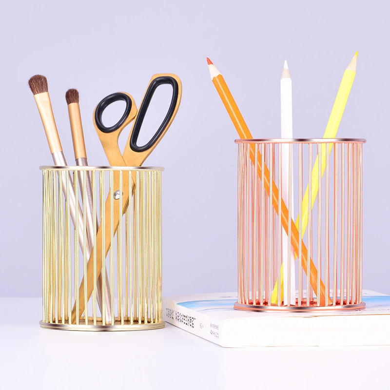 Hollow storage pen container metal creative for desktop storage 1