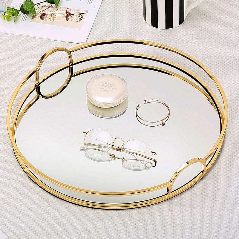 Plateau à cosmétiques Métal + verre adapté au rangement de bureau 1