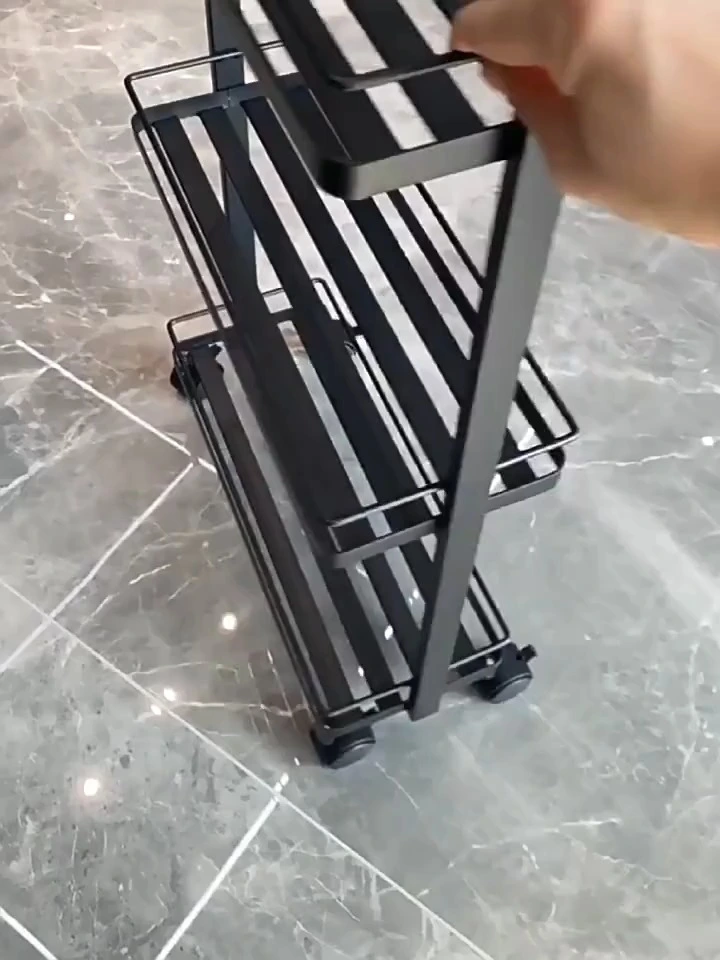 Multi-layer trolley storage rack metal for bathroom crack storage 1