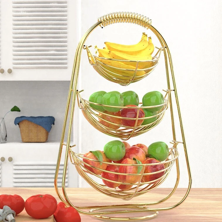 Corbeille à fruits en métal à double bascule : optimisez l'espace et gardez vos fruits frais ! 1