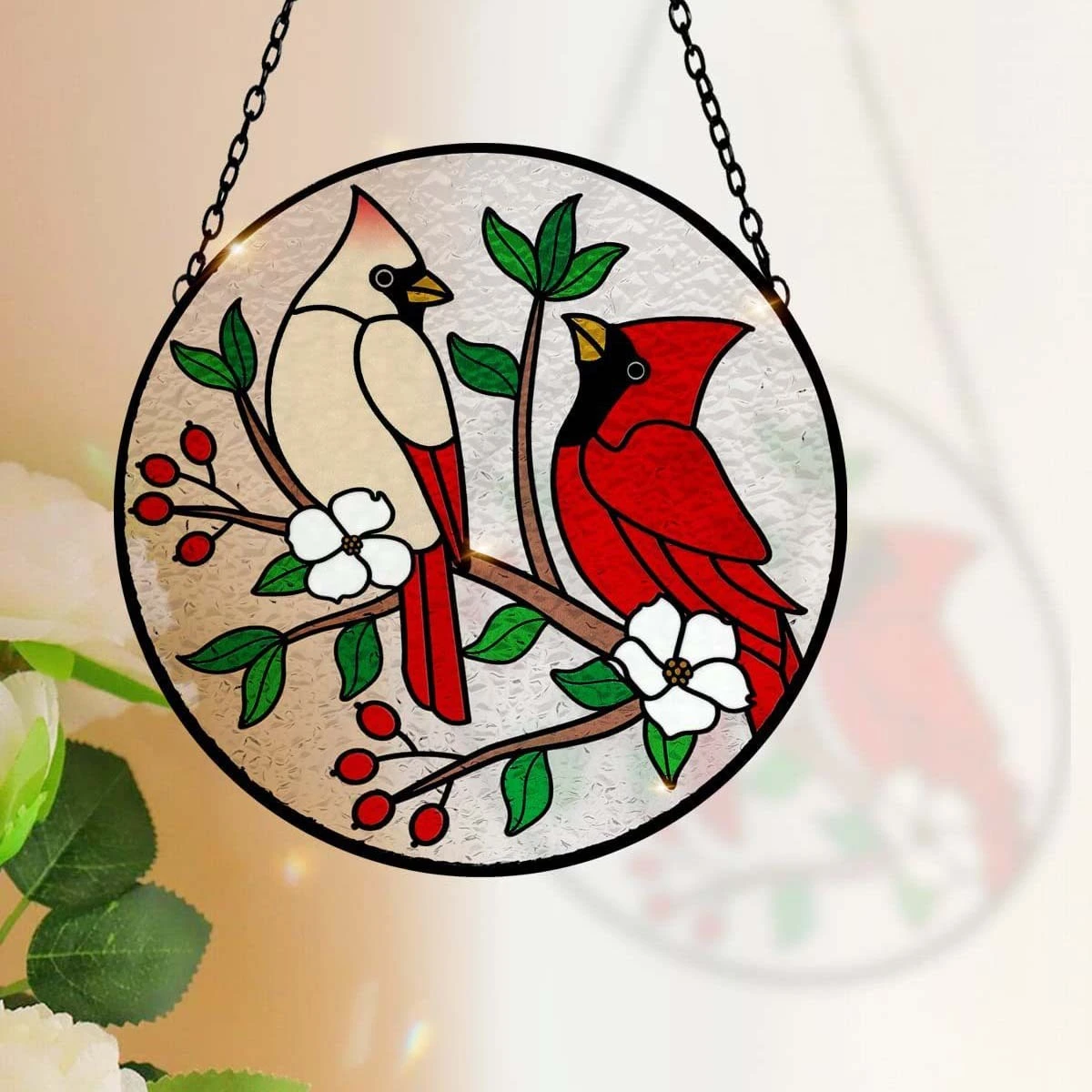 Витраж Cardinal Suncatcher в металлическом каркасе для украшения - оборудование Xhd 1