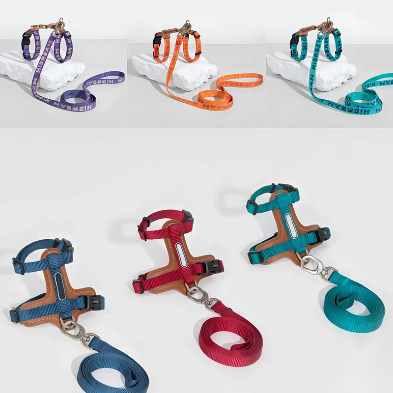 Size adjustable Leather arc design Cat leash&harness 1