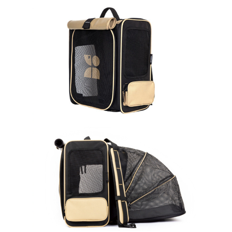 Beige expandable and transformable bag Large space 600D Oxford cloth breathable and odorless Travel bag portable  for pets cats dogs 1