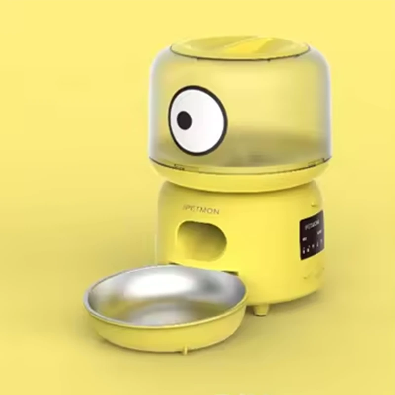 【PTM-301-Yellow 】comedero automático para perros con control remoto personalizado al por mayor, comederos para mascotas, Wifi, aplicación para teléfono móvil, alimentador automático para mascotas 1