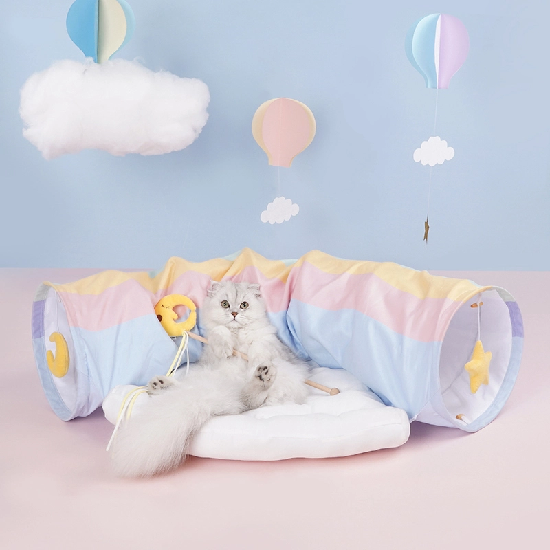 【 Z1A00006】Rainbow Tunnel Style Cat Bed Cat Passage Removable Cat Litter All Seasons Cat Toys 1