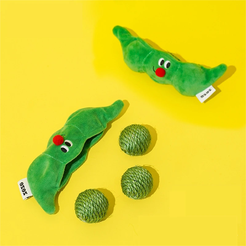 【Z1C00183】Pea shape bite-resistant teething sisal toy ball cat cat toy storage cat self-high toys 1