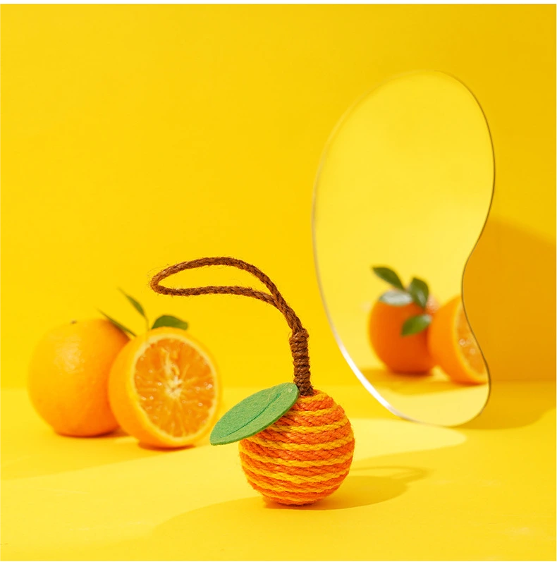 【 Z1C00098】Orange Fruit Style Toy Ball Sisal Cat Toys Cat Self-Help Relief Tease Stick Bite Resistant Pet Cat Supplies 1
