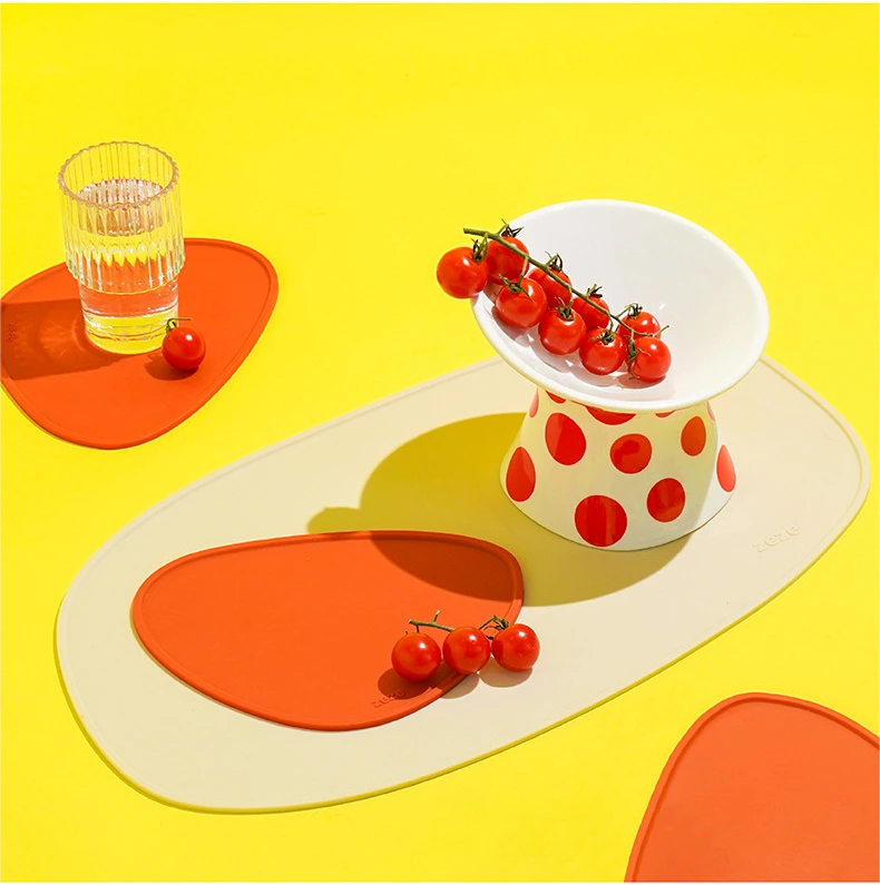 【Z1JC0028】Geometric shape pet silicone dinner mat cat bowl mat pet non-slip mat dinner mat waterproof anti-spill thickened dog food bowl mat 1
