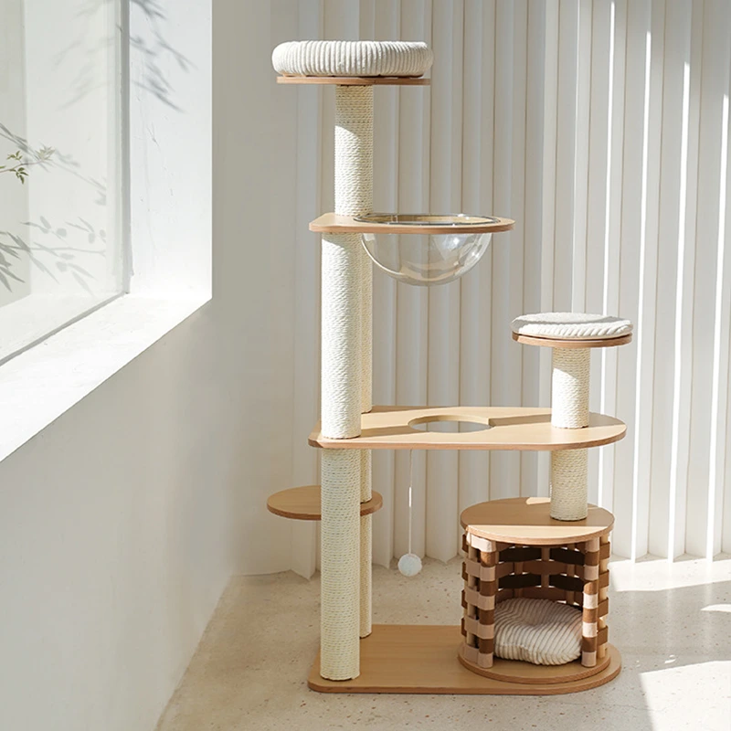 【Z1A00122】 Original wooden Color Wooden Cat Climbing Shelf Cat Nest Cat Tree All-in-One Modern Style Cat Climbing Shelf 1
