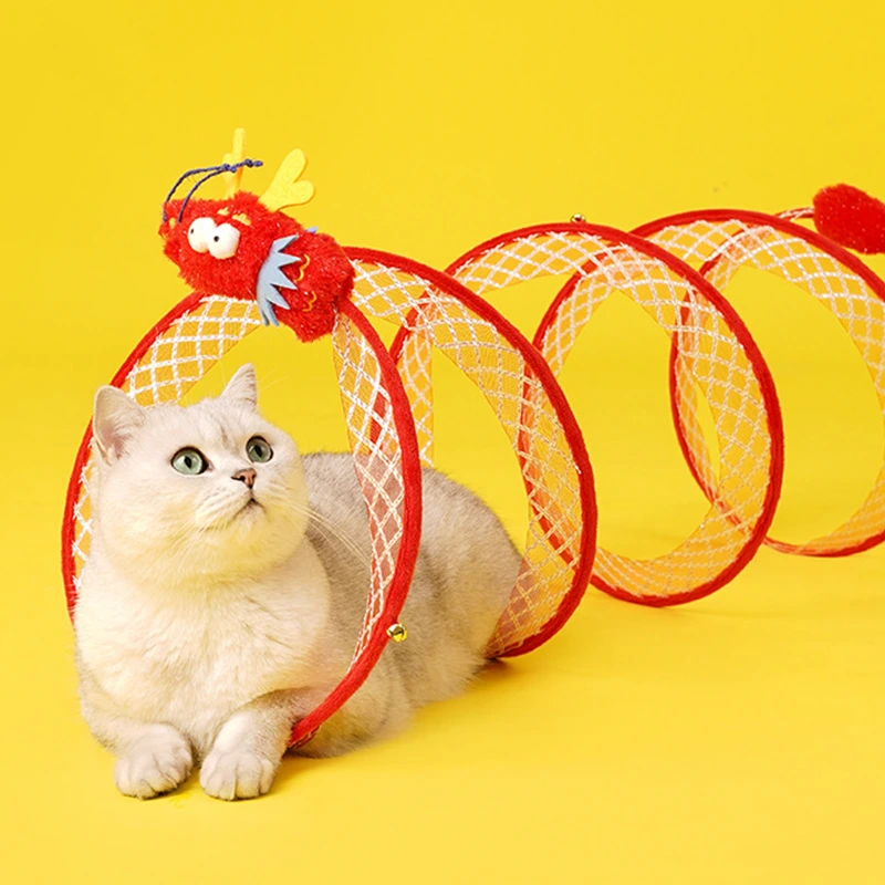 【Z1C00225】Dragon style cat tunnel cat toys self hi boredom teaser cat stick cat cat toys hide cat cat supplies 1
