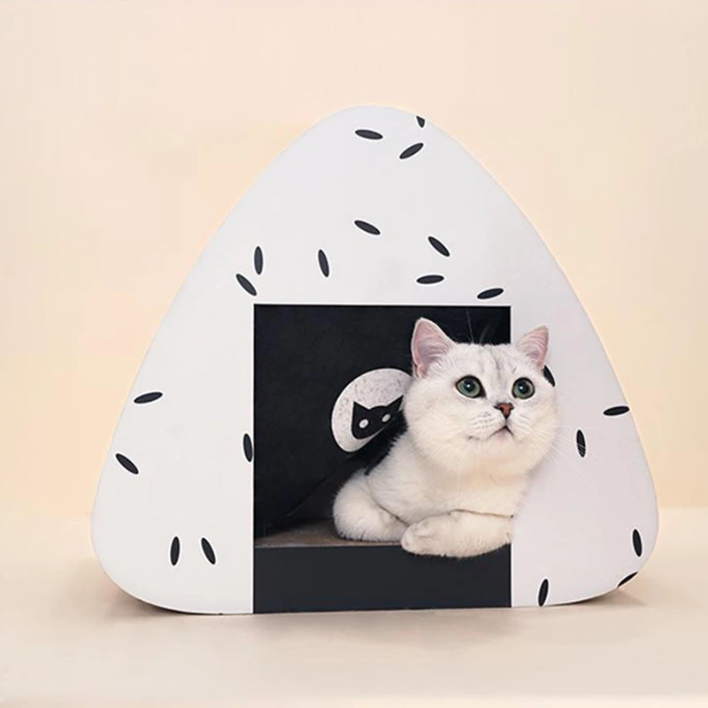 【B79168】Onigiri Style Cat Scratching Board Wear-resistant Vertical Cat Scratching Pillar Creative Claw Grinding Cat Claw Board No Dust Corrugated Cardboard Cat Nest Cat 1