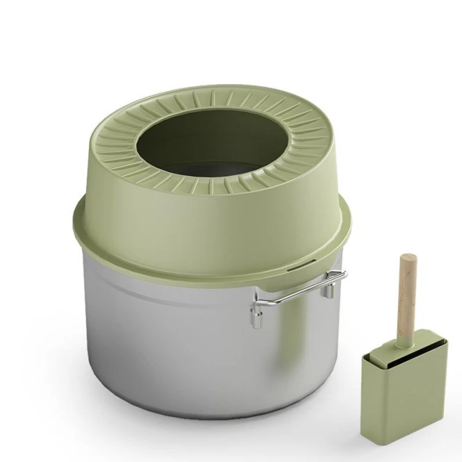 【Gesloten cirkel G】groene gesloten cirkelstijl roestvrijstalen kattenbak kattenbak toilet met kattenbakschepje 1