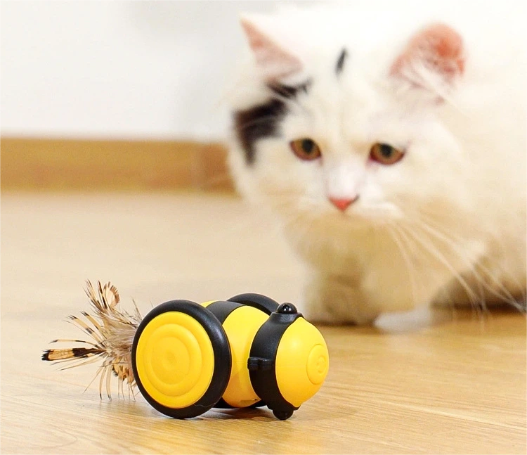 Pink- Bee style cat toys electric cat toys self hi cat toys smart teaser cat stick pet kitten toy car 1