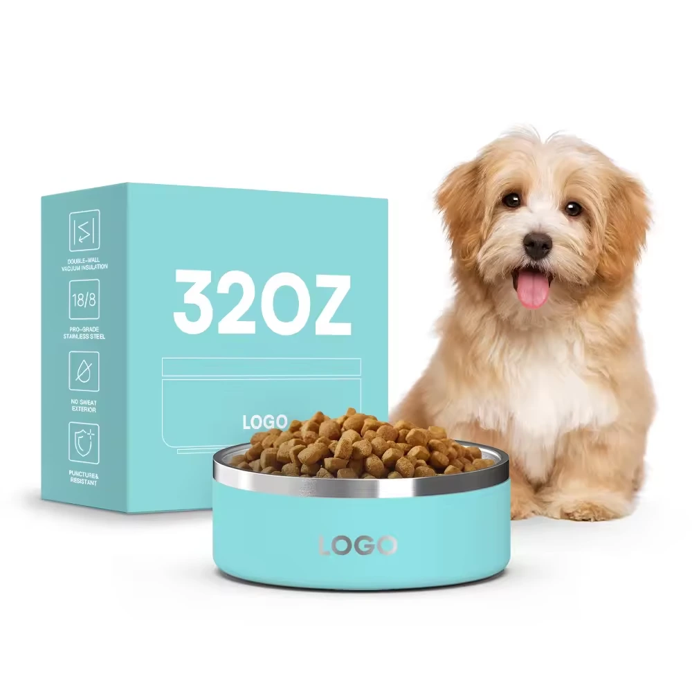 Cuencos coloridos para perros, cuenco de acero inoxidable para mascotas, cuenco de alimentación de doble pared para gatos y perros 1