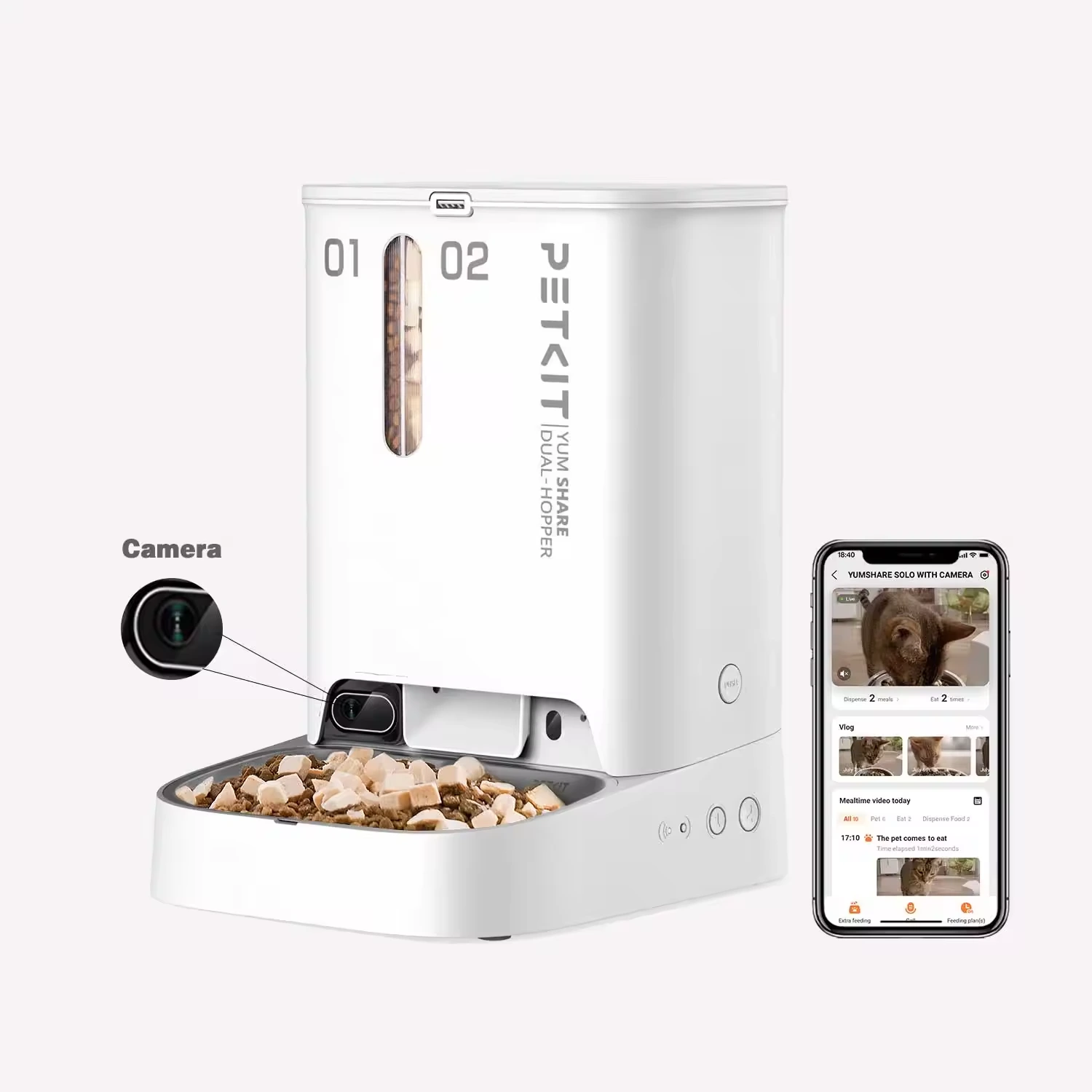 wholesale Petkit Autorización genuina PETKIT YumShare Solo con cámara Pet Smart Feeder WIFI APP Control 1