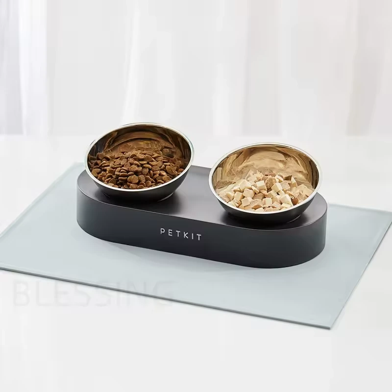 wholesale PETKIT Cat Bowls Stainless Steel Double Bowl Pet Feeder Gold Stainless Steel Pet Bowl With Stand 1