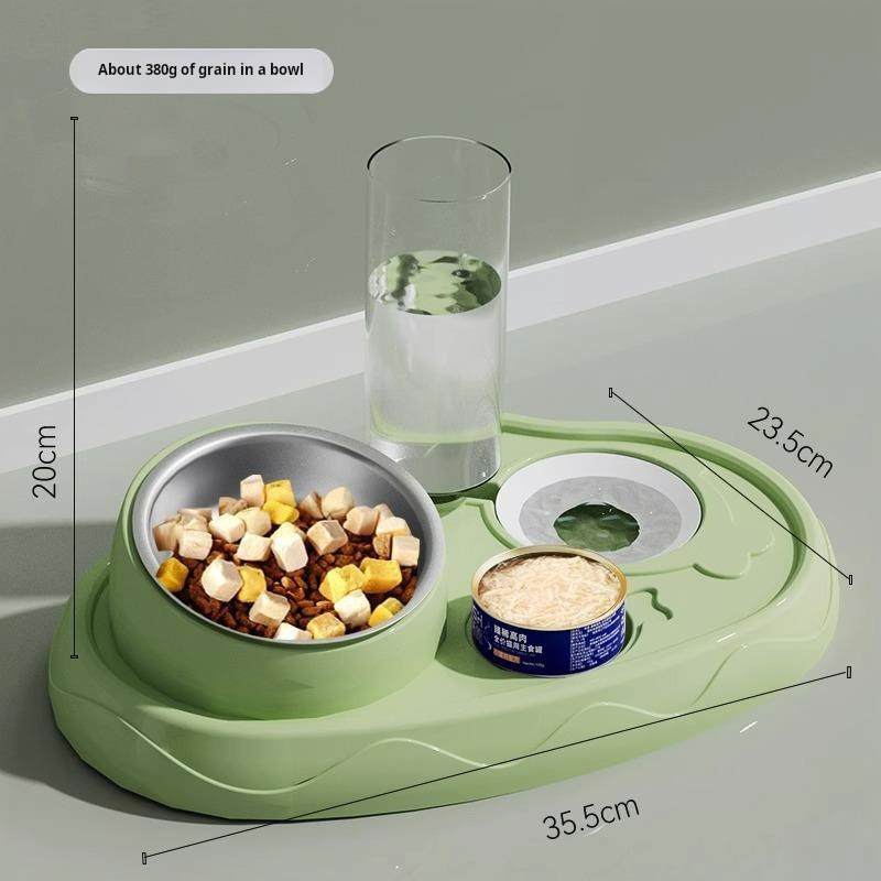 wholesale 3-in-1 Feeding & Drinking Snacks All-in-One Pet Bowl Multifunctional pet bowl  Double Bowl Single Bowl-green 1
