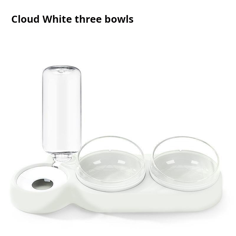 groothandel 3-in-1 voeding & Drinksnacks Alles-in-één voerbak Multifunctionele voerbak Dubbele voerbak Enkele voerbak - witte wolk 3 voerbakken 1