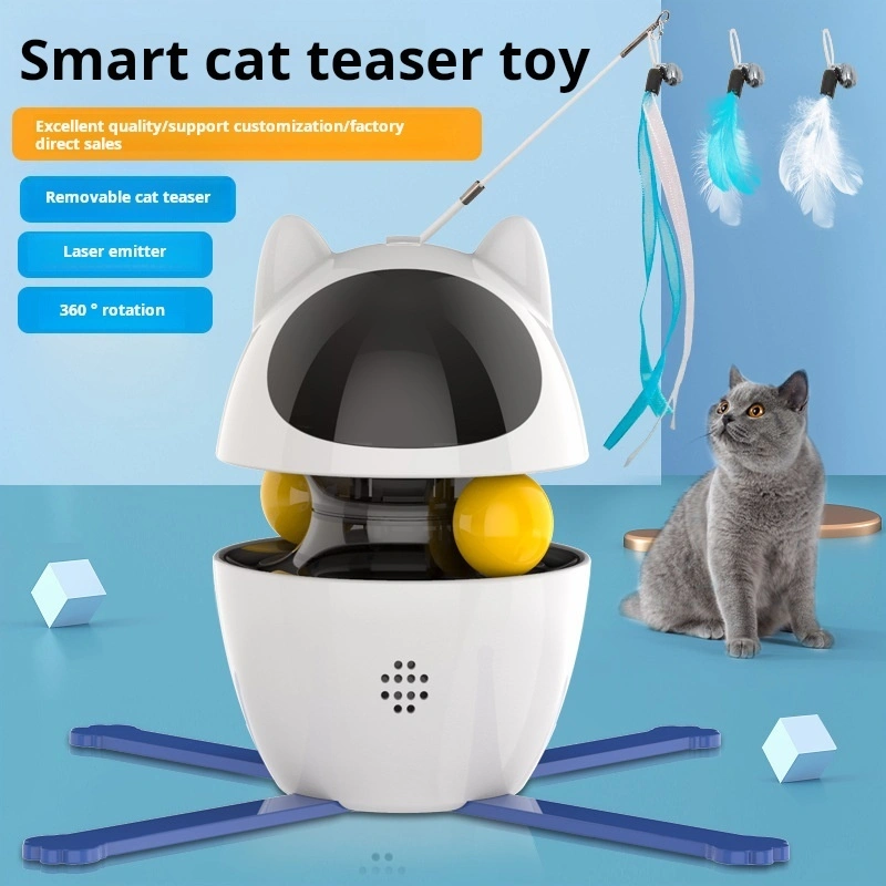 Juguete para gatos Juego de rompecabezas para gatos con rotación libre de 360 ​​​​grados Diseño de túnel de bolas Plataforma giratoria con desactivación automática Juguetes para burlas de mascotas No hay reseñas todavía 1