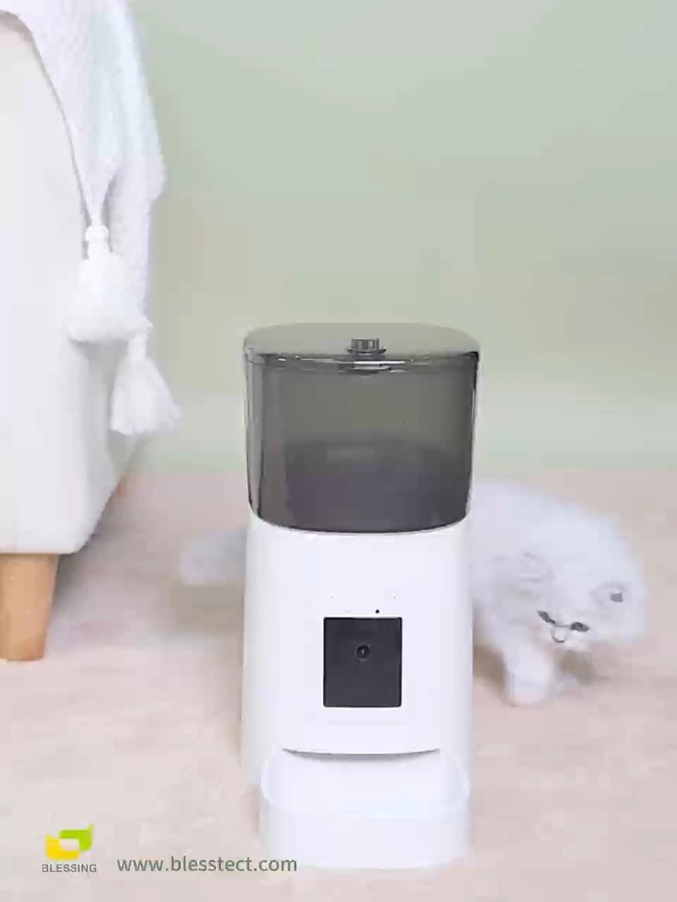 BLESSING Comedero Inteligente para Mascotas con Vídeo & Solución de Alimentación Automática WiFi para Perros y Gatos 1