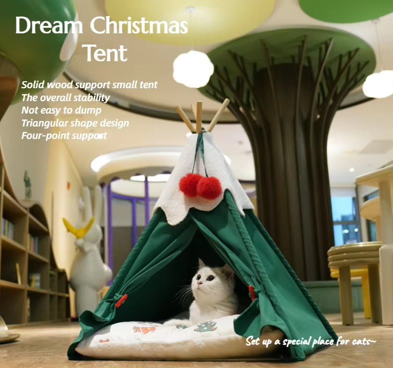 BLESSING Christmas Tree Semi-Enclosed Pet Dog Cat Nest House Deep Sleeping Thickened Tent Nest Bed 1