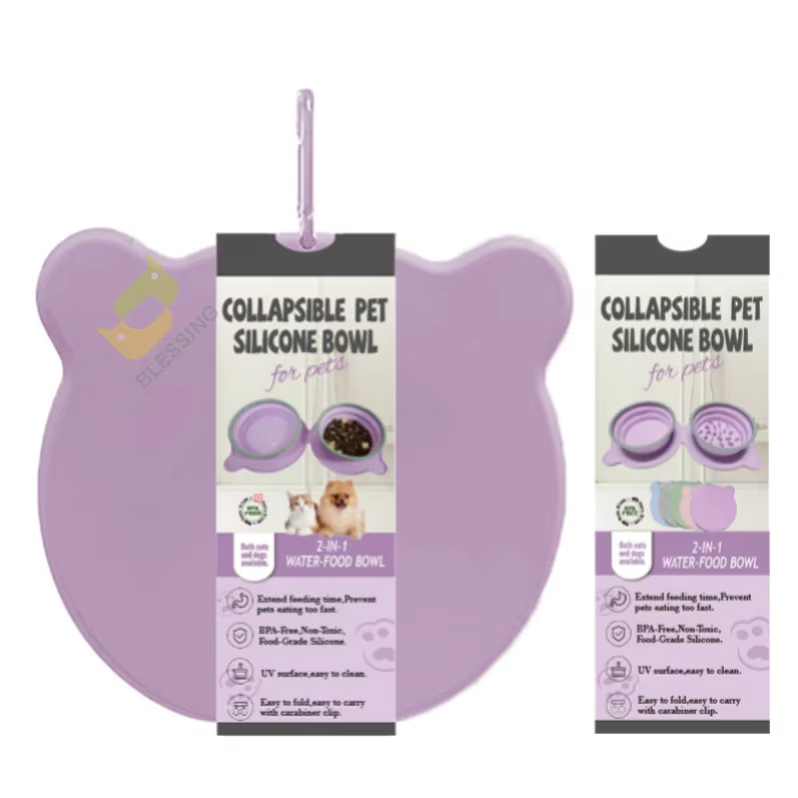 Gran oferta BLESSING, cuenco plegable de silicona para perros, comedero doble lento, cuenco para perros, suministros para perros mascota, cuenco de alimentación 1