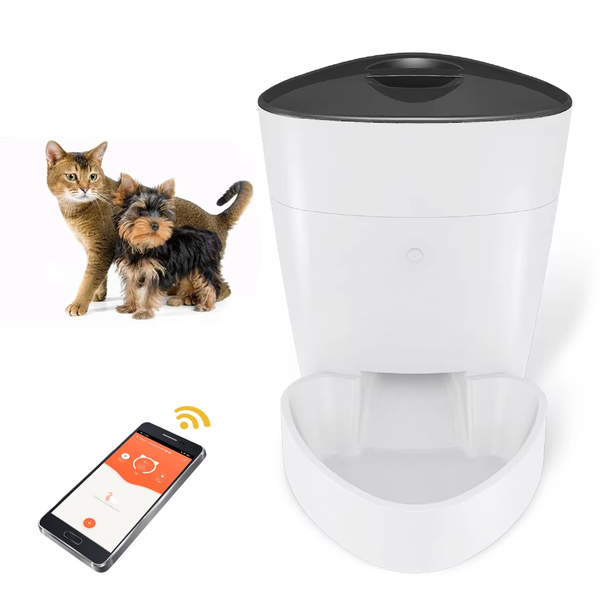 Alimentador inteligente para mascotas de 4L, color blanco, de alta calidad, alimentador automático para mascotas, dispensador de alimentos con ración temporizada, alimentador para mascotas con Control remoto por aplicación 1