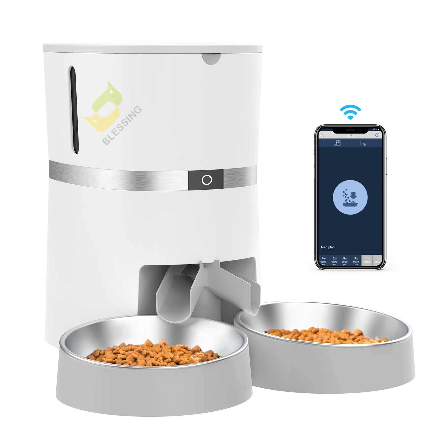Comedero automático para mascotas, dispensador inteligente de alimentos para gatos &, perro pequeño con divisor bidireccional y cuencos dobles 1