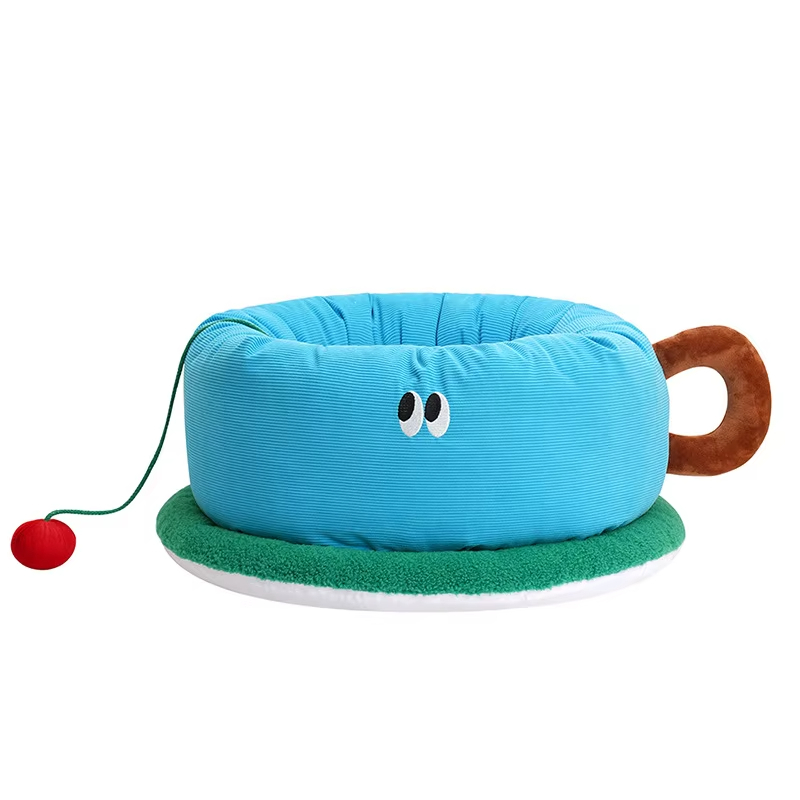 Wholesale High Quality Tea Cup Style Large Cat Dog Sofa Bed Pet Bed Soft Cushion PP Cotton Cave Nest Bed 1