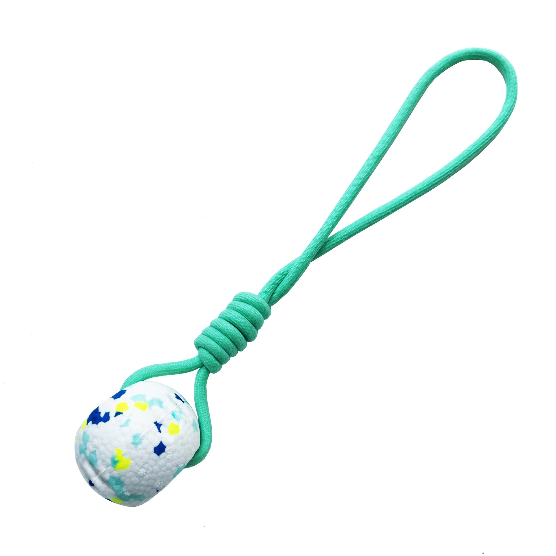 white+blue-Pet supplier E-tpu Pet Toy Dog Ball With Rope Customized Flexible High Bounce Resistant To Bite Dog Chew Toy 1