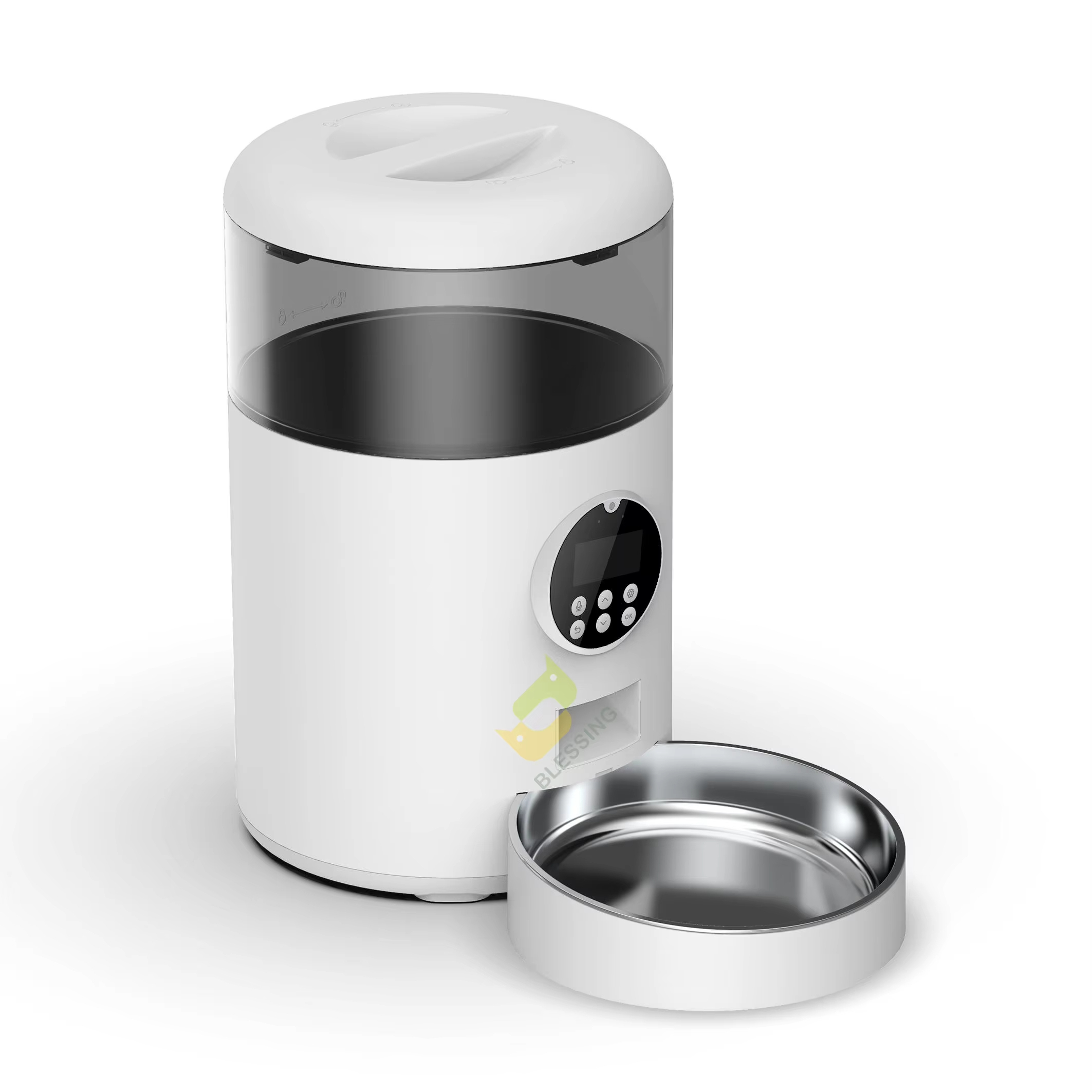 Dispensador elegante automático del alimento para animales del perro del gato del control 4L de WiFi APP del alimentador automático del animal doméstico del OEM con el tazón de acero inoxidable 1