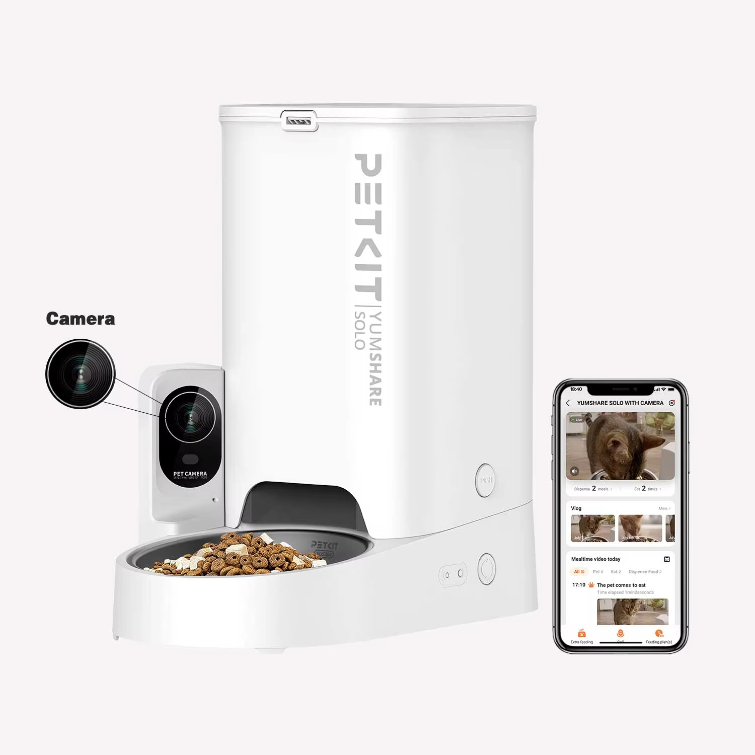 YumShare Solo with Camera-2024 New Arrivals PETKIT Authorized Genuine YumShare Solo with Camera Pet Smart Feeder WIFI APP Control Automatic Pet Feeder 1