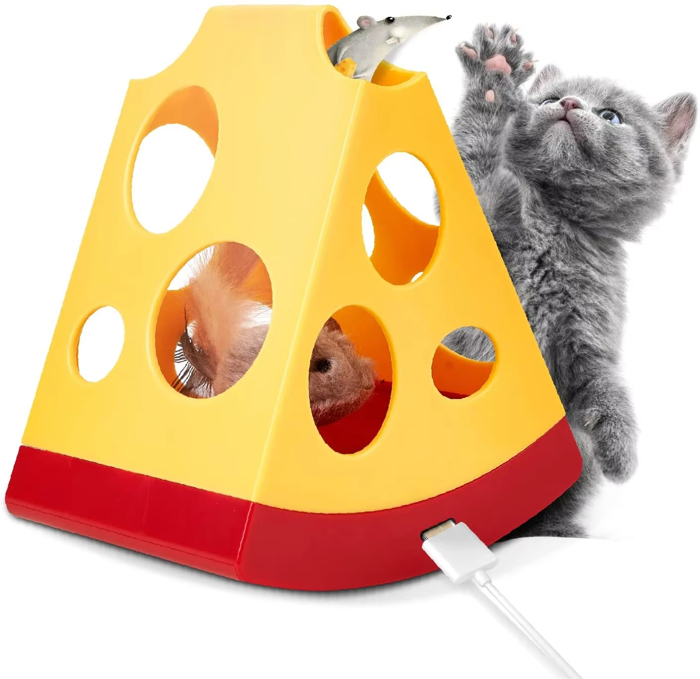 FOFOS juguetes para gatos juguetes interactivos giratorios electrónicos varita para gatos caja de regalo de juguete para cachorro gatito 1