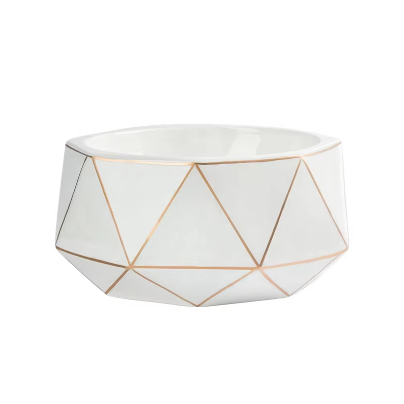 White-Luxury Diamond Ceramic Large Bowl For Dog Easy To Clean Dog Bowl Health And Safety Pet Bowl For Dogs 1