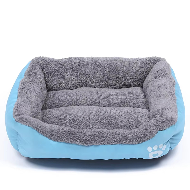 La cama para mascotas Blue- Paw Print Designer, suave, lavable y ecológica, ayuda a calentar a las mascotas 1