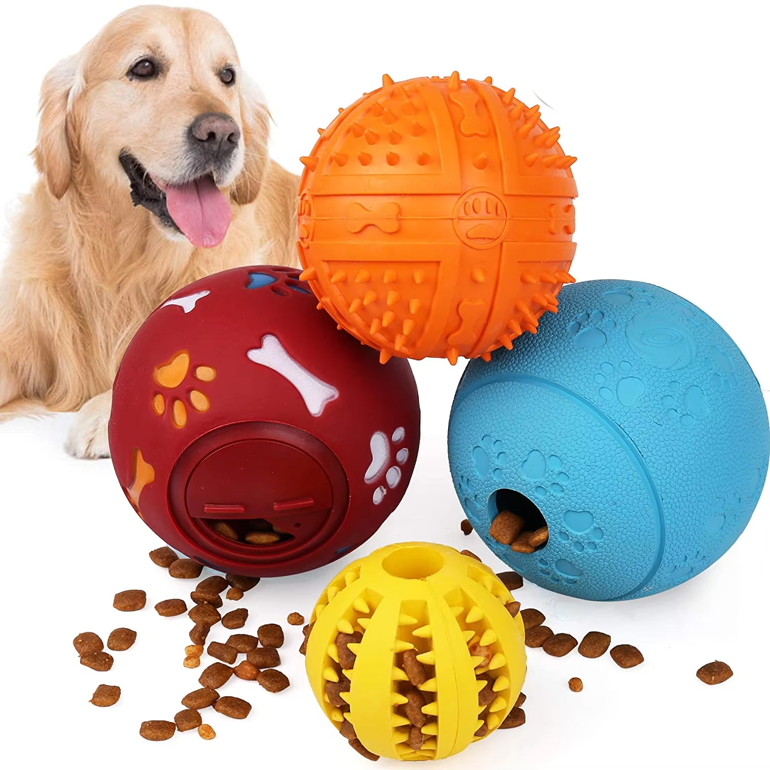 Pet Dog Balls Interactive Food Slow Feeder Treat Dispenser Balls Chew Toy 1