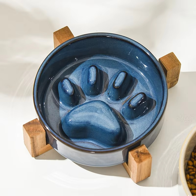 Blue-Pet Comedero Lento Comederos y Cuencos Ecológicos de Cerámica Perros Oval Estudiante para Gatos 1