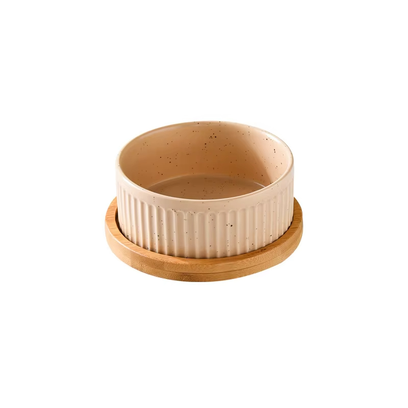 Orange-High quality white dog and cat food bowl with wooden frame for pet feeding 1