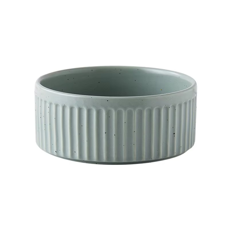 Green-Vertical grain ceramic wood frame cat and dog food bowl wholesale 1