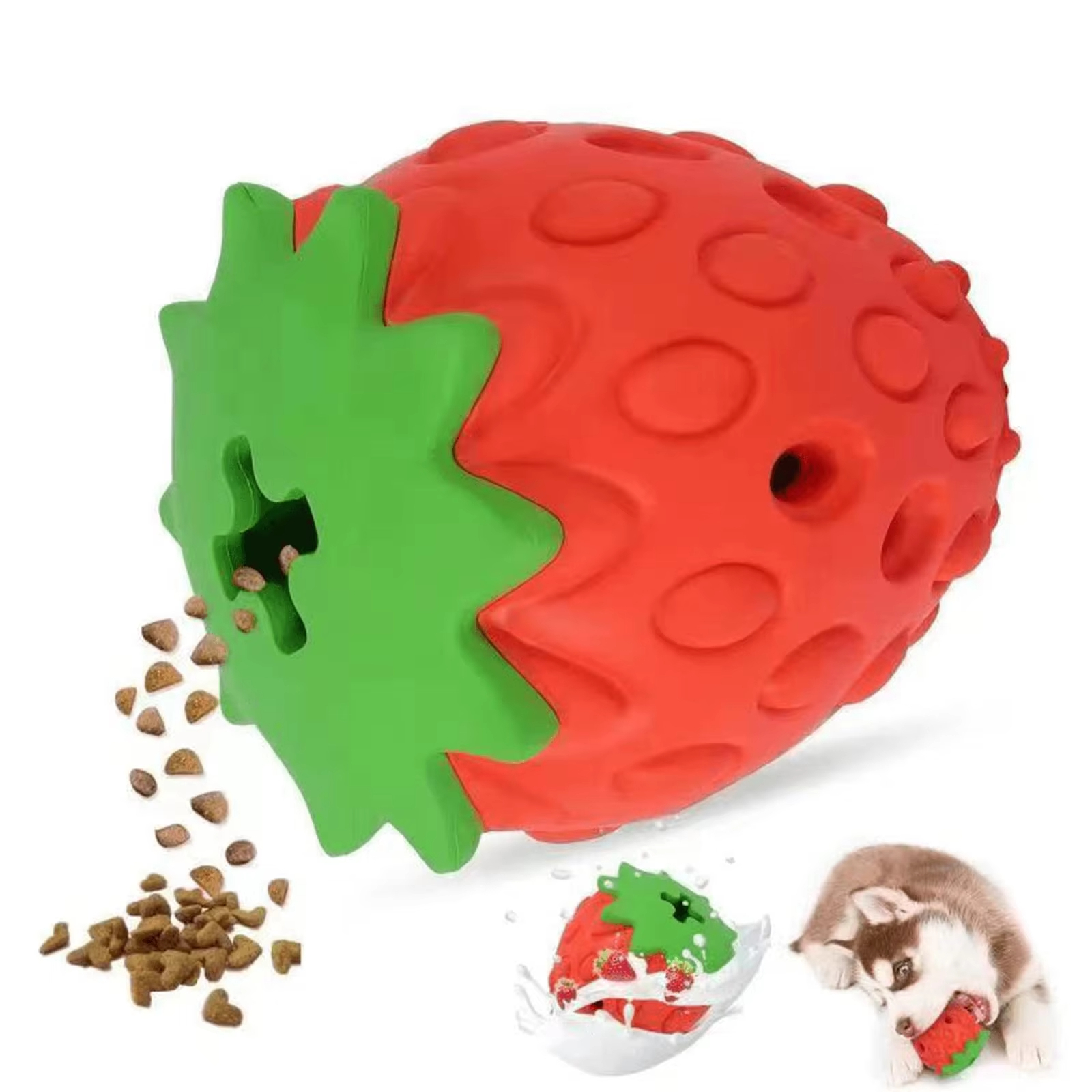 Juguetes de goma de alta calidad para masticar perros con forma de fresas para mascotas 1