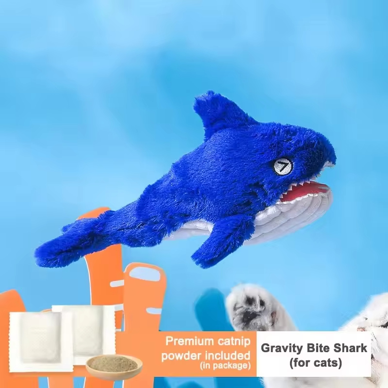 Mundo submarino ballena modelado langosta eléctrica juguete para gato de peluche cola oscilante juguete interactivo para gato 1
